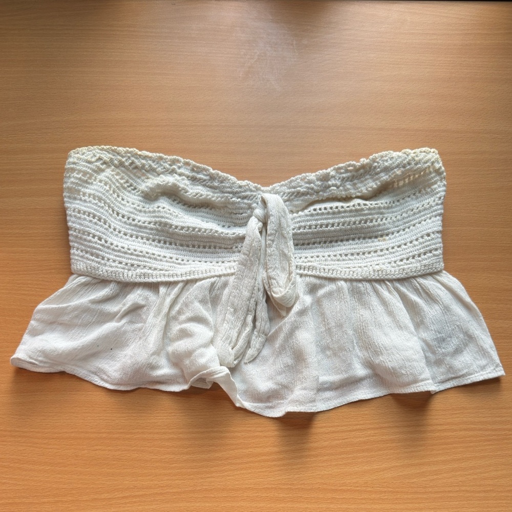 American Eagle Cream Strapless Top